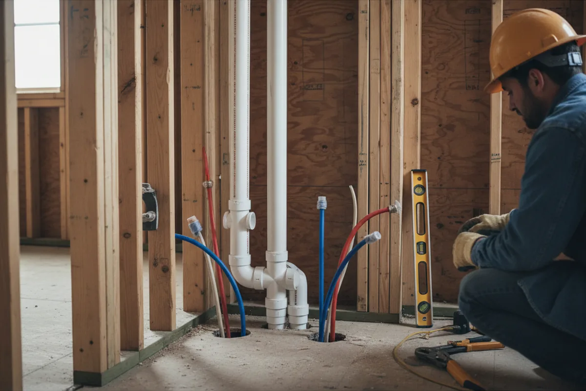 Drain and supply rough-in during Leak Detection in Bunola